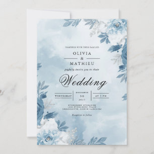 Blue Sky Floral Arch Wedding Invitation