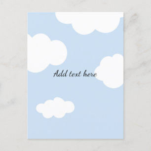 Blue Sky, Fluffy White Clouds Template Postcard