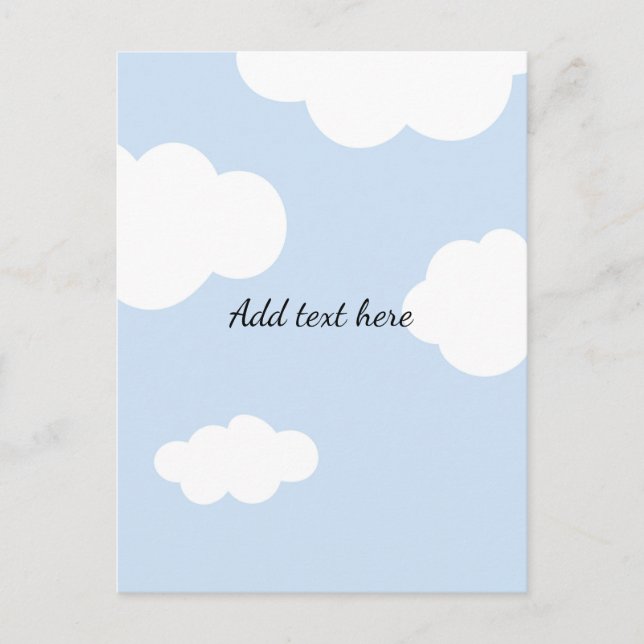 Blue Sky, Fluffy White Clouds Template Postcard (Front)