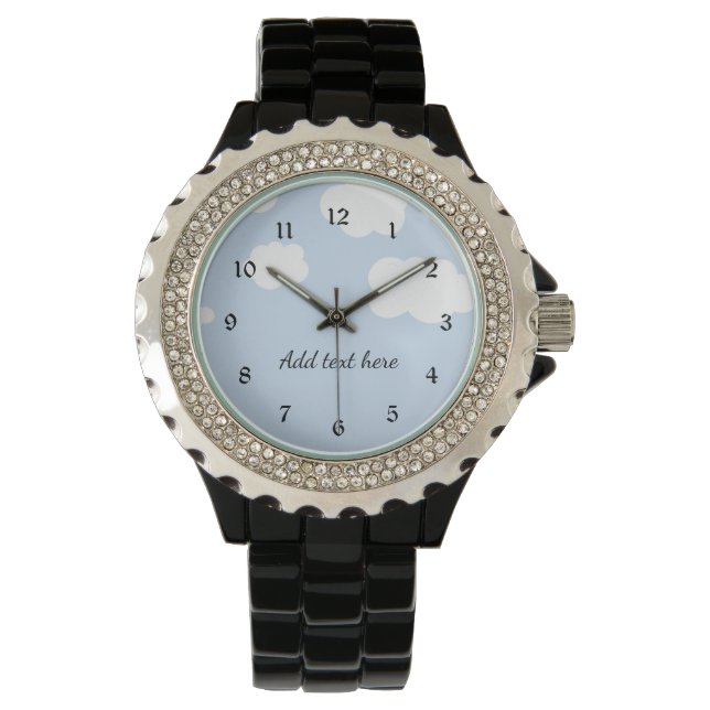 Blue Sky, Fluffy White Clouds Template Watch (Front)