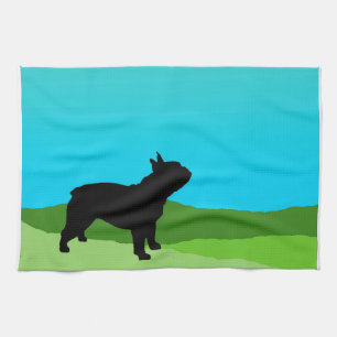 Blue Sky French Bulldog Tea Towel