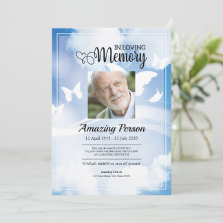 Blue sky Funeral order of service Invitation