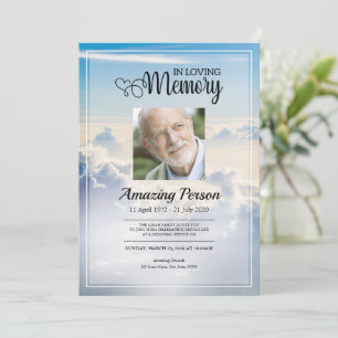 Blue sky Funeral order of service Invitation