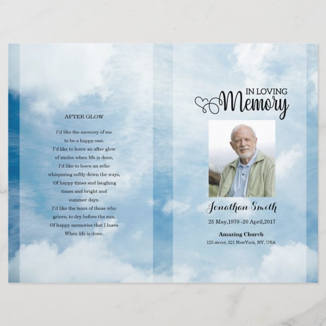 Blue sky Funeral Program template (Front)