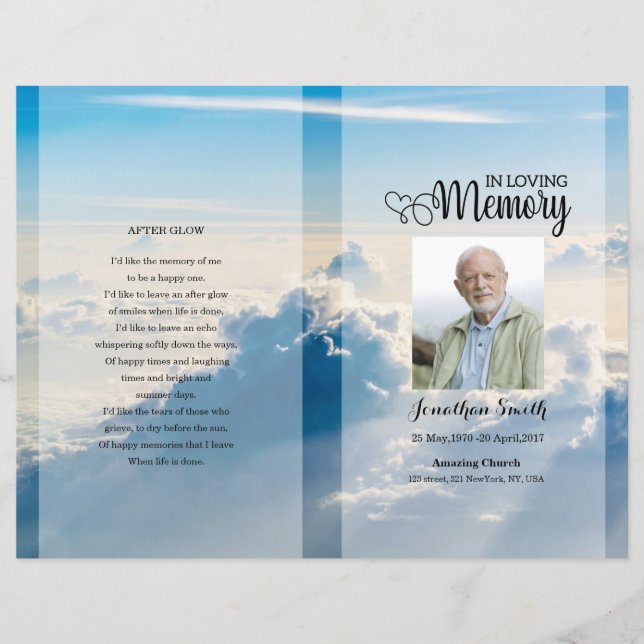 Blue sky Funeral Program template (Front)