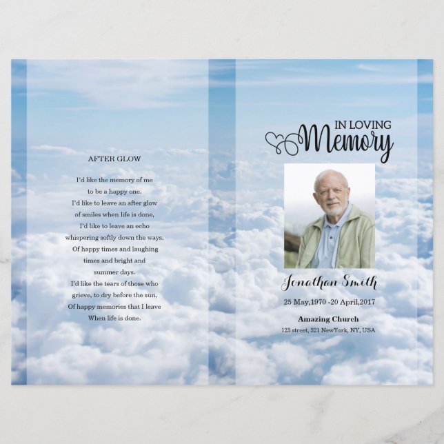 Blue sky Funeral Program template (Front)