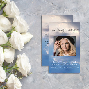 Blue sky gold photo funeral prayer card
