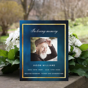 Blue sky gold photo funeral program