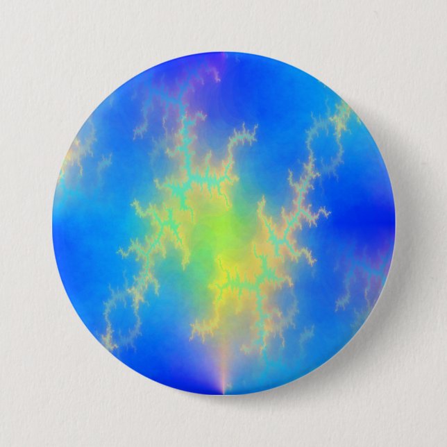 Blue Sky & Golden Yellow Lightning Bolts 7.5 Cm Round Badge (Front)