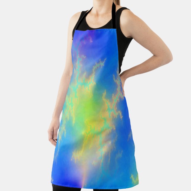 Blue Sky & Golden Yellow Lightning Bolts Apron (Insitu)
