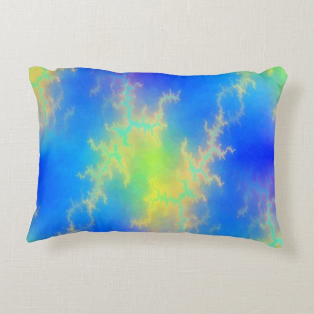 Blue Sky & Golden Yellow Lightning Bolts Decorative Cushion (Back)
