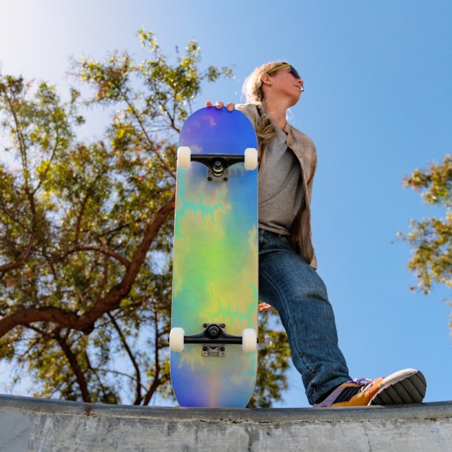 Blue Sky & Golden Yellow Lightning Bolts Skateboard (Outdoor 1)