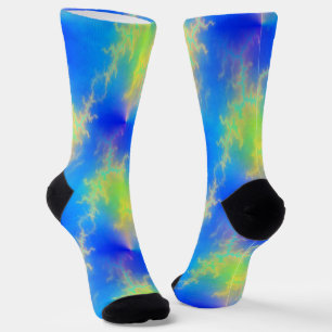Blue Sky & Golden Yellow Lightning Bolts Socks