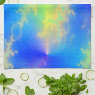 Blue Sky & Golden Yellow Lightning Bolts Tea Towel