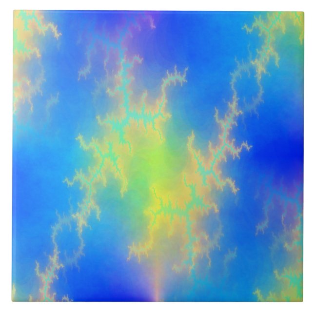 Blue Sky & Golden Yellow Lightning Bolts Tile (Front)