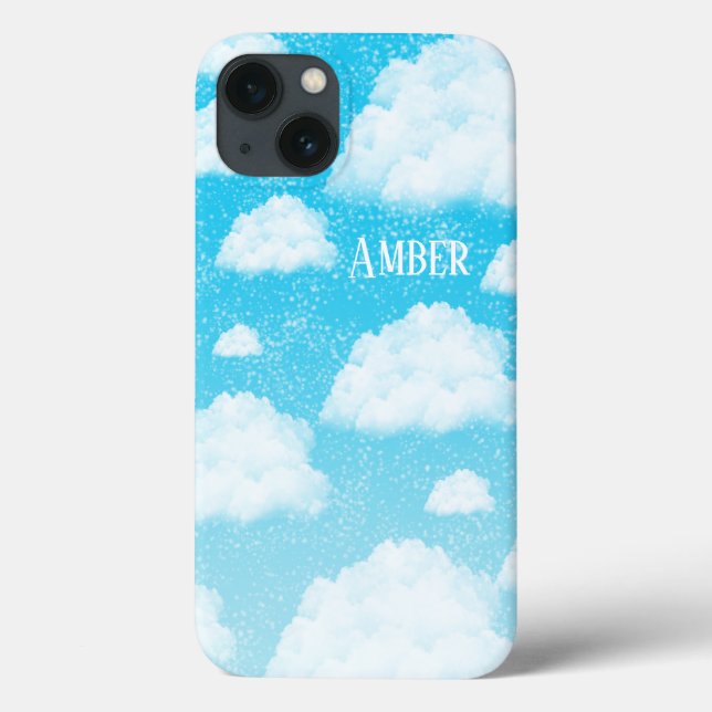 Blue Sky Gradient White Clouds Personalised Case-Mate iPhone Case (Back)