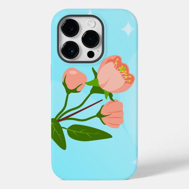 Blue sky gradient with blooming spring branch Case-Mate iPhone case (Back)