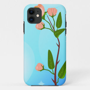 Blue sky gradient with blooming spring branch iPhone 11 case