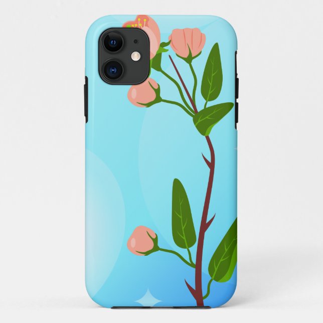 Blue sky gradient with blooming spring branch  Case-Mate iPhone case (Back)