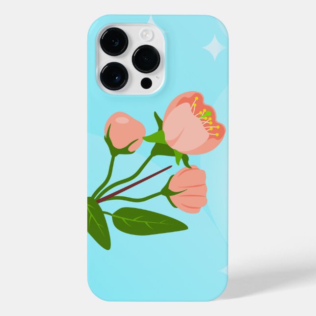 Blue sky gradient with blooming spring branch  iPhone case (Back)