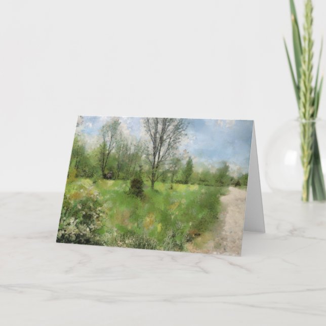 Blue Sky Green Grass Greeting Card (Front)