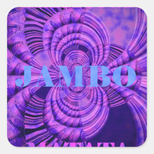 Blue Sky Hakuna Matata Kenya Giraffe  Woven Art  C Square Sticker