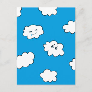 Blue Sky Happy Funny Clouds Postcard