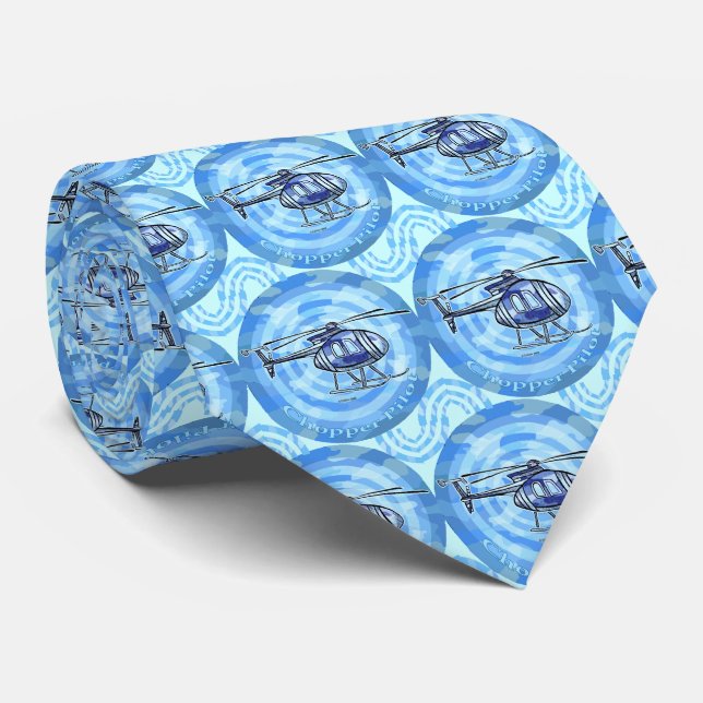 Blue Sky Helicopter mens tie (Rolled)