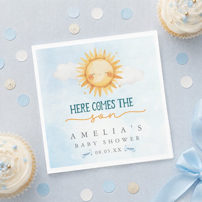 Blue Sky Here Comes the Son Baby Shower Napkin (Blue Sky Here Comes the Son Baby Shower Napkins)