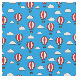 Blue Sky Hot Air Balloon Pattern Fabric