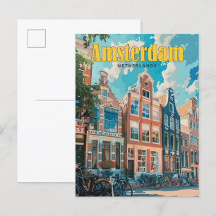 Blue Sky in Amsterdam Netherlands Vintage Travel  Postcard