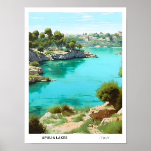 Blue Sky in Apulia Lakes Italy Vintage Travel Poster