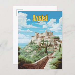 Blue Sky in Assisi Italy Vintage Travel Postcard