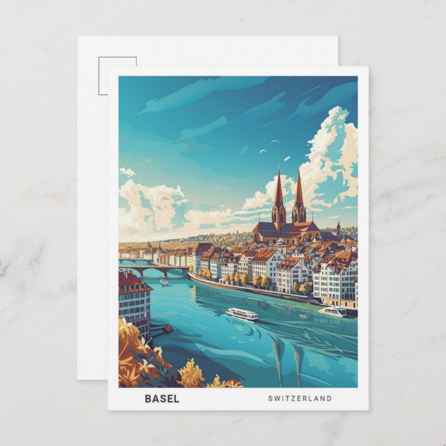 Blue Sky in Basel Switzerland Vintage Travel  Postcard (Front/Back)