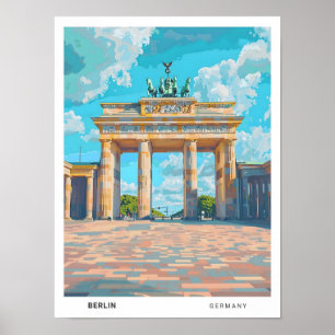 Blue Sky in Berlin Germany Vintage Travel  Poster