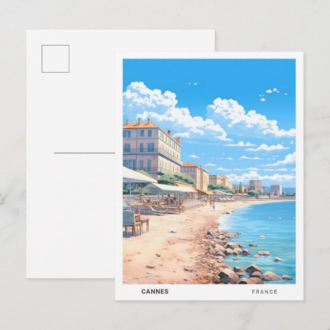 Blue Sky in Cannes France Vintage Travel  Postcard (Front/Back)