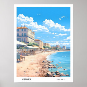Blue Sky in Cannes France Vintage Travel Poster