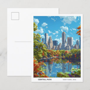 Blue Sky in Central Park New York Vintage Travel  Postcard