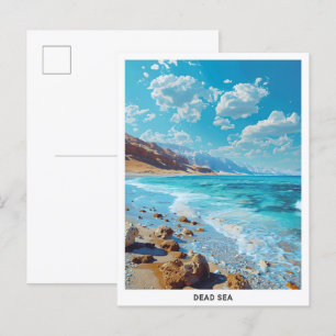 Blue Sky in Dead Sea Vintage Travel Postcard