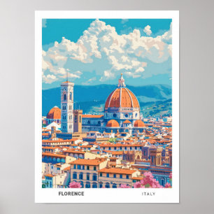 Blue Sky in Florence Italy Vintage Travel Poster