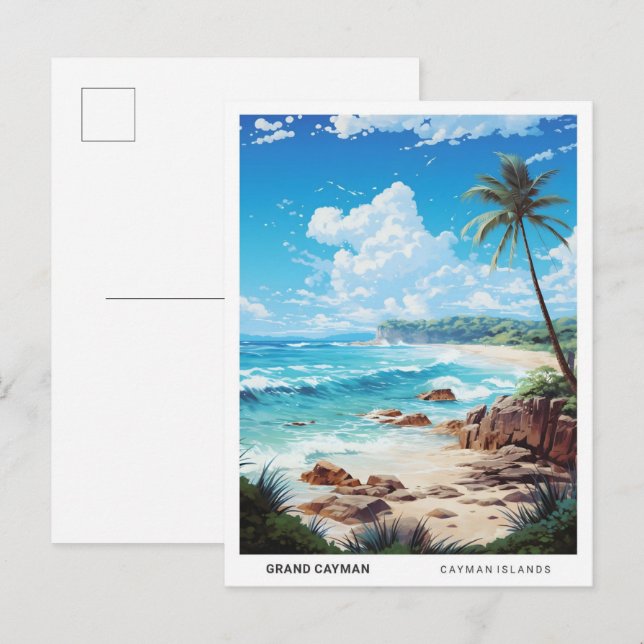 Blue Sky in Grand Caymans Vintage Travel  Postcard (Front/Back)