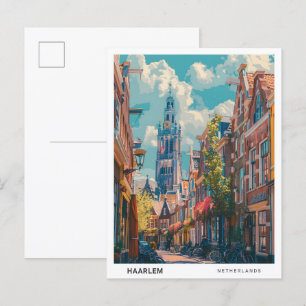 Blue Sky in Haarlem Netherlands Vintage Travel  Postcard