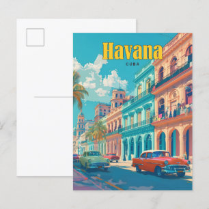 Blue Sky in Havana Cuba Vintage Travel  Postcard