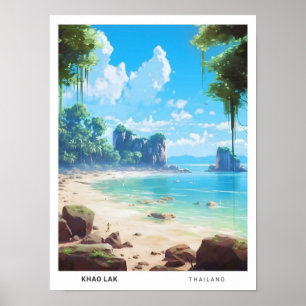 Blue Sky in Khao Lak Thailand Vintage Travel  Poster