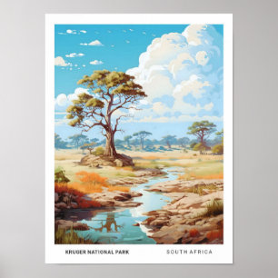 Blue Sky in Kruger National Park Vintage Travel  Poster