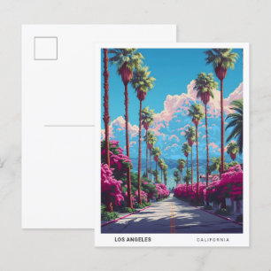 Blue Sky in LA California USA Vintage Travel  Postcard