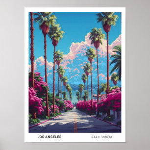 Blue Sky in LA California USA Vintage Travel Poster