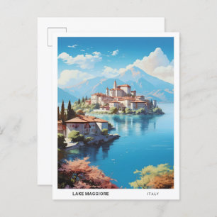 Blue Sky in Lake Maggiore Italy Vintage Travel Postcard