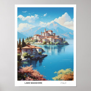 Blue Sky in Lake Maggiore Italy Vintage Travel Poster