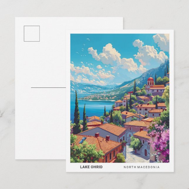Blue Sky in Lake Ohrid North Macedonia Travel  Postcard (Front/Back)